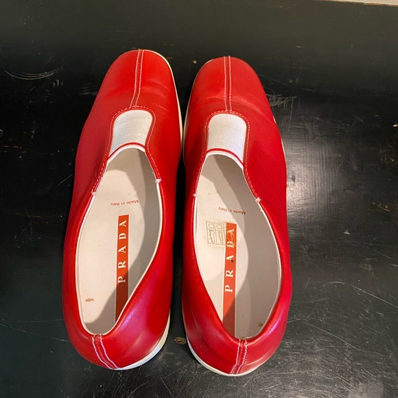 PRADA NWT DRIVING SHOE VINTAGE RED LEATHER Size-7.5 - Picture 5 of 10